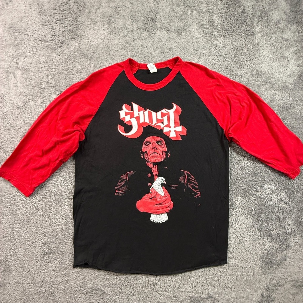 Ghost Band Papa Emeritus Dove Raglan Baseball Tee L Red Black Metal Shirt Tee